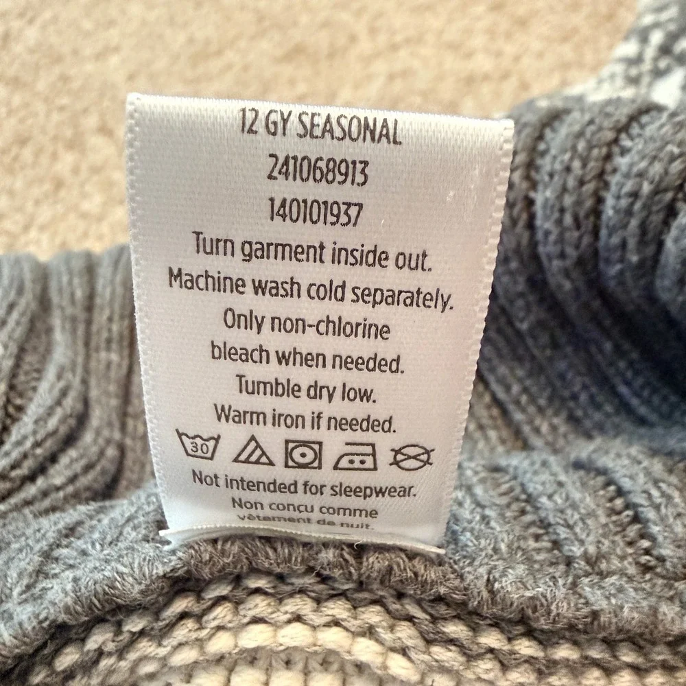 Gymboree Shawl Collar Sweater Boys S 5-6 Grey Fair Isle Snowflake Toggle Knit